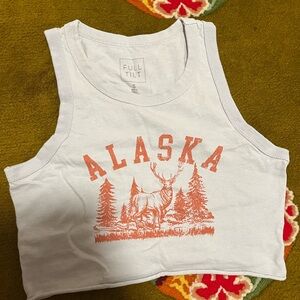 Full Tilt White and Orange Alaska Crop Top